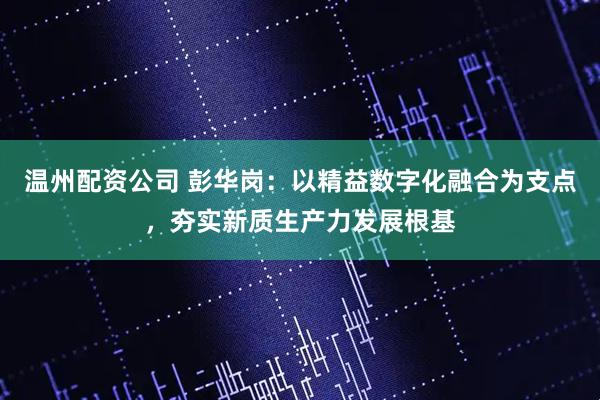 温州配资公司 彭华岗：以精益数字化融合为支点，夯实新质生产力发展根基